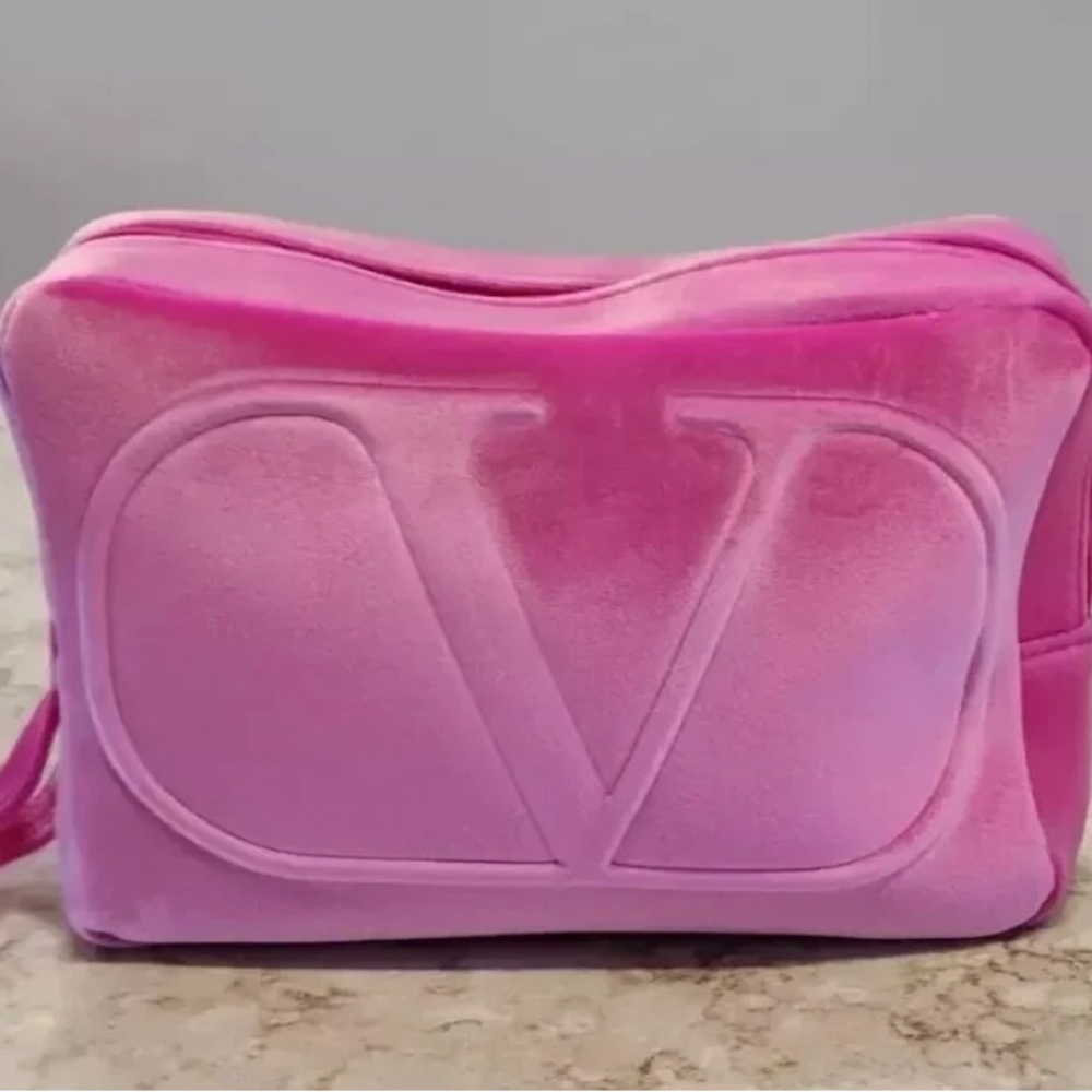Valentino Pink Velvet Cosmetic Case